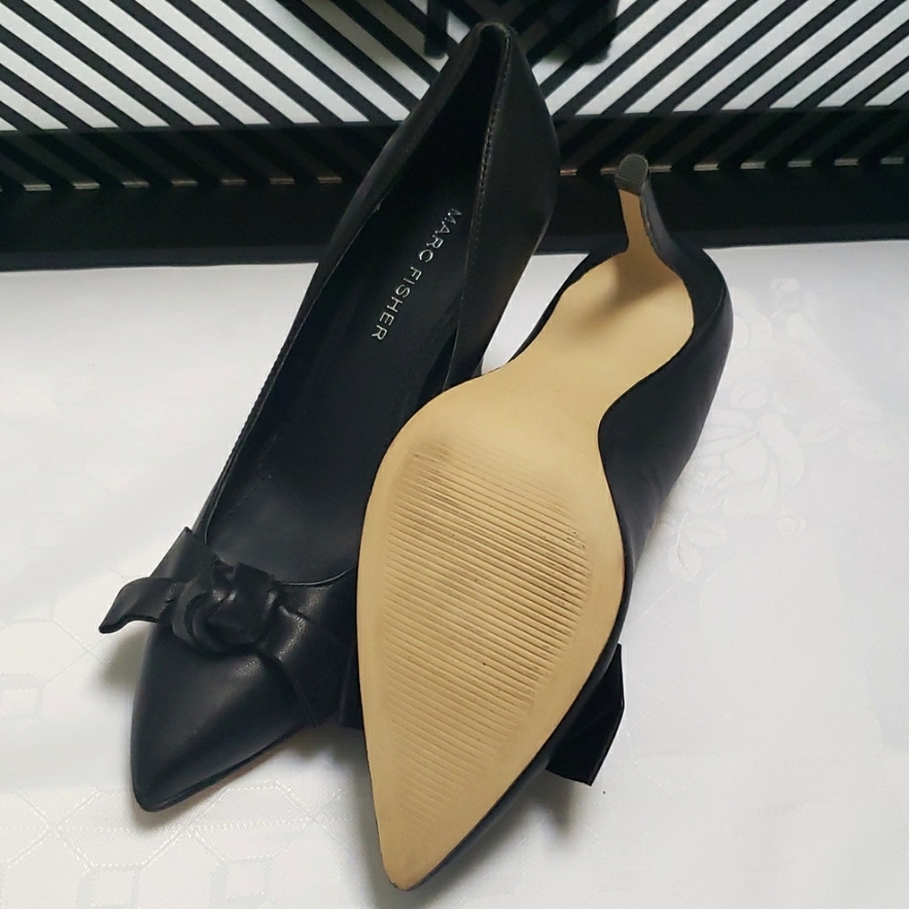 NWOT Marc Fisher leahter upper shell heel pumps shoes 6M - Picture 4 of 10